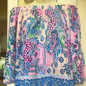NWOT tag Lilly Pulitzer Nevie Top Macadamia Haute Cature off shoulders top